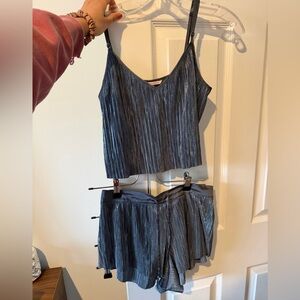 Victoria’s Secret Metallic Blue Pleated Pj Set